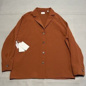 New Wilfred Aritzia Freeform Relax Button Collar Long Sleeve Shirt Anise-S-8880